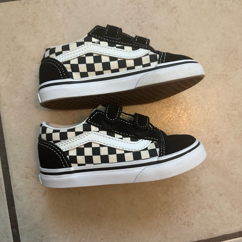 Toddler Old Skool Vans Primary Checkered Shoes Size 8.5
